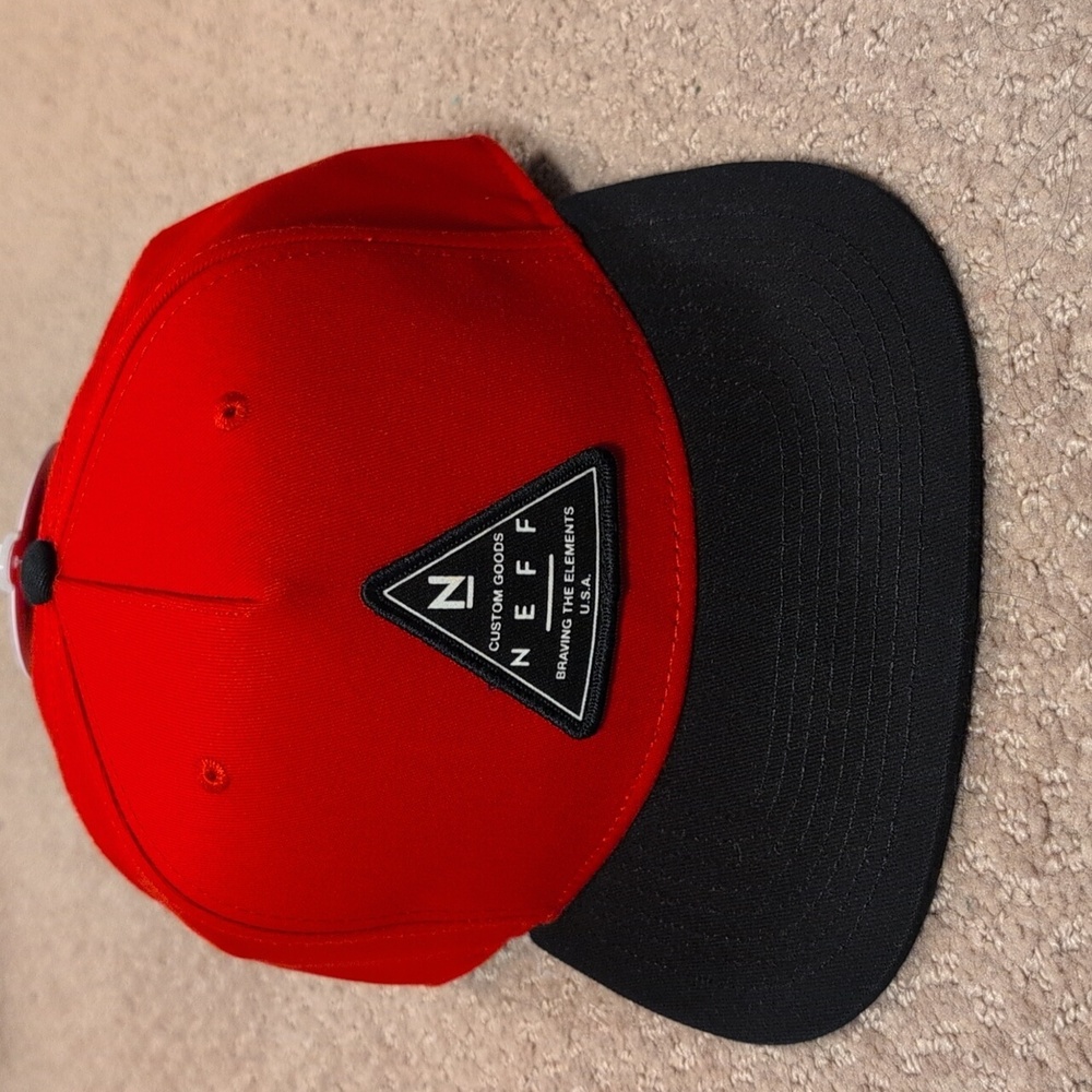 NEFF Custom Goods Red and Black Snapback Cap NWT